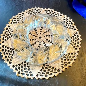 Vintage Scandinavian Ice Glass Flower, Four Candle holder Avant, mid century